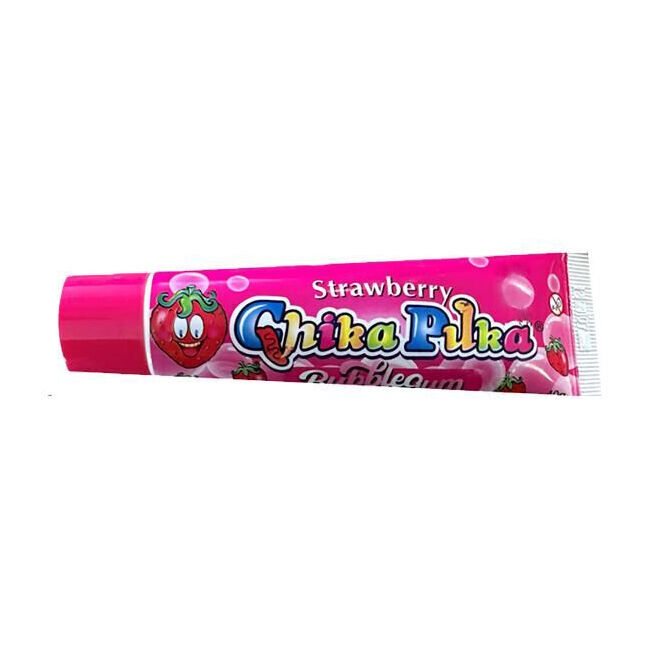 18PK Chika Puka Fairy Floss Squeezable Bubble Gum 40g Strawberry Fruit Flavour
