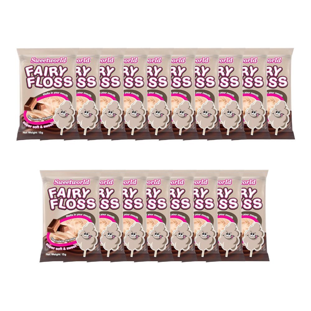 18PK Sweetworld Chocolate Fairy Floss Soft Cotton Candy Sweet Confectionery 15g