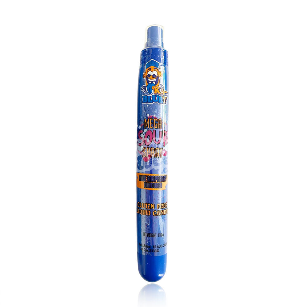 12PK Ka-Bluey Mega Sour Spray Liquid Candy in Blueberry/Rasp Flavour 110ml Asst