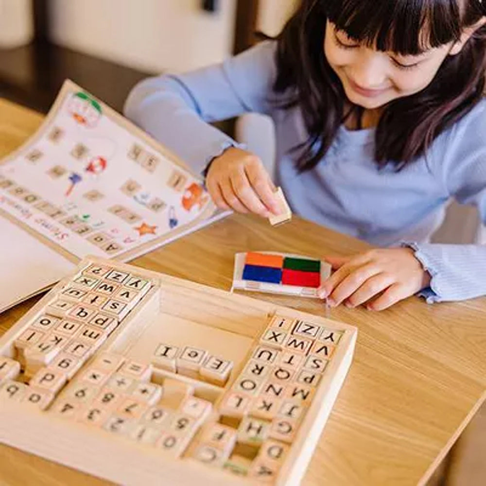 Melissa & Doug Deluxe Wooden ABC-123 Stamp Set Kids/Childrens Toy 4+