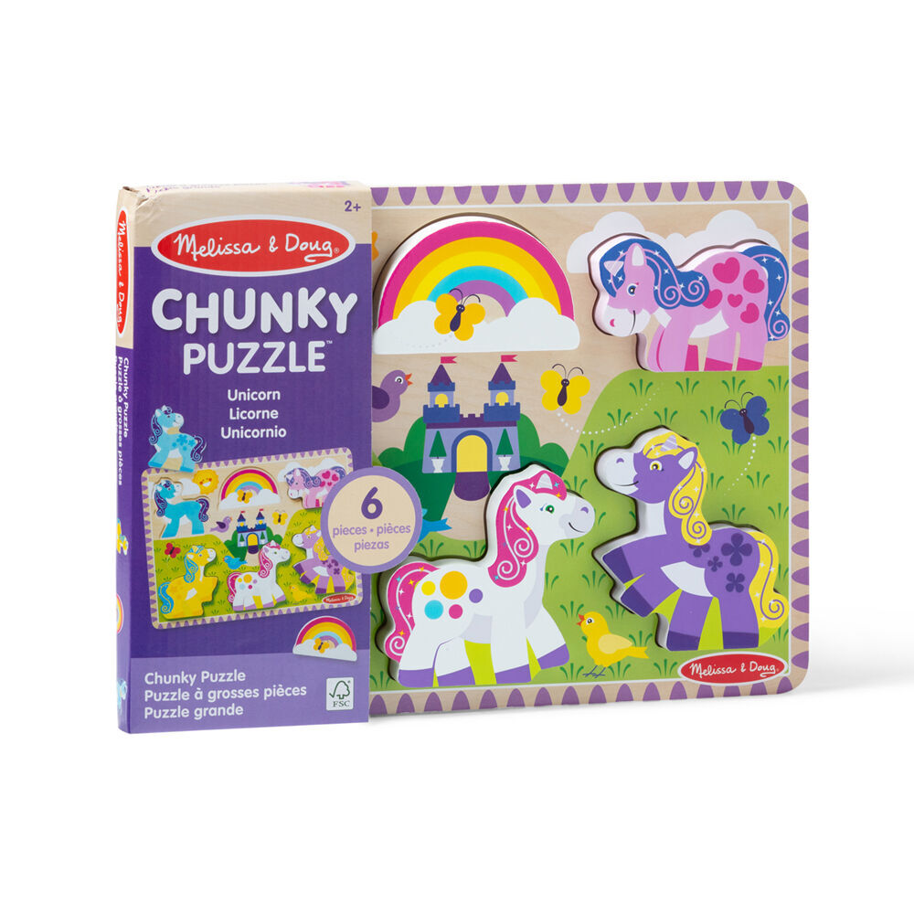 Melissa & Doug Unicorn/Sea Life Chunky Puzzle Kids Toy Combo 2y+