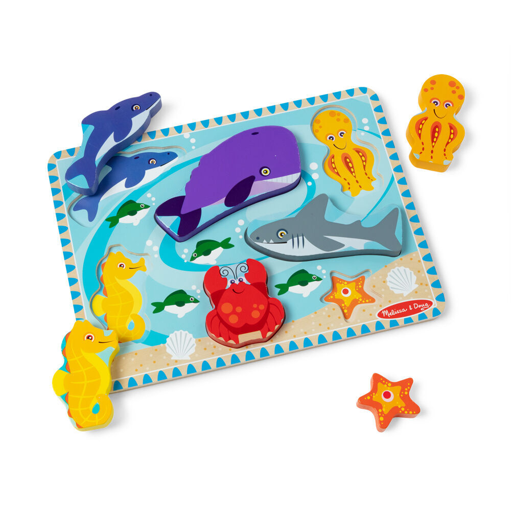 Melissa & Doug Unicorn/Sea Life Chunky Puzzle Kids Toy Combo 2y+