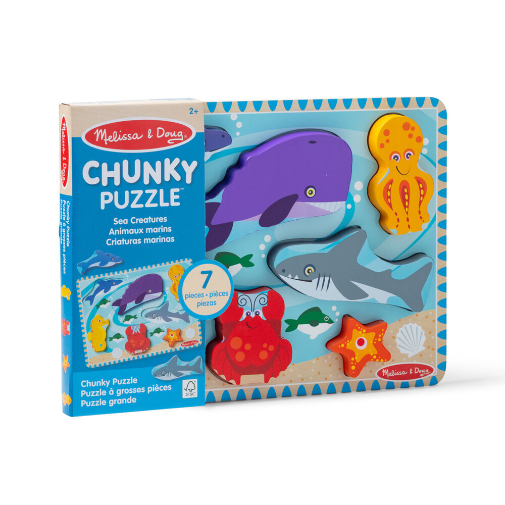 Melissa & Doug Unicorn/Sea Life Chunky Puzzle Kids Toy Combo 2y+