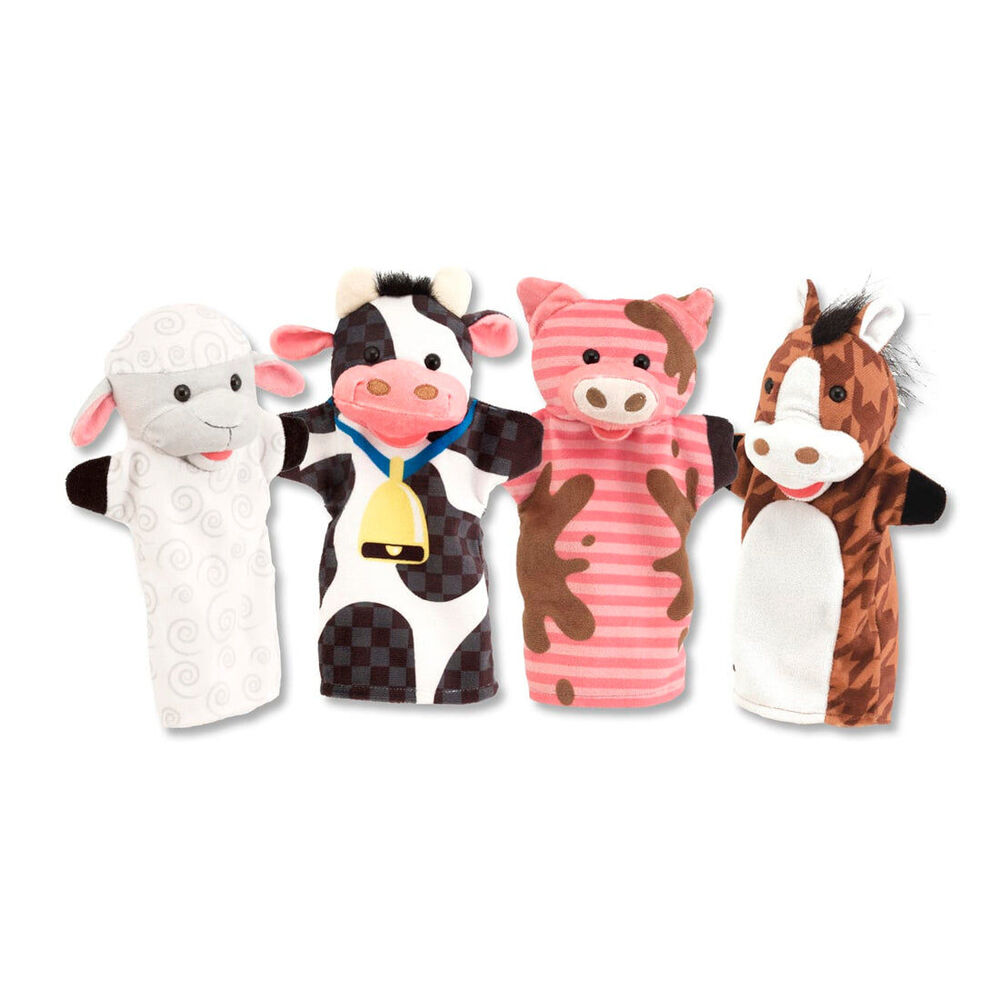 4pc Melissa & Doug Hand Puppets - Farm Friends Kids Toy Role Play Game 2y+