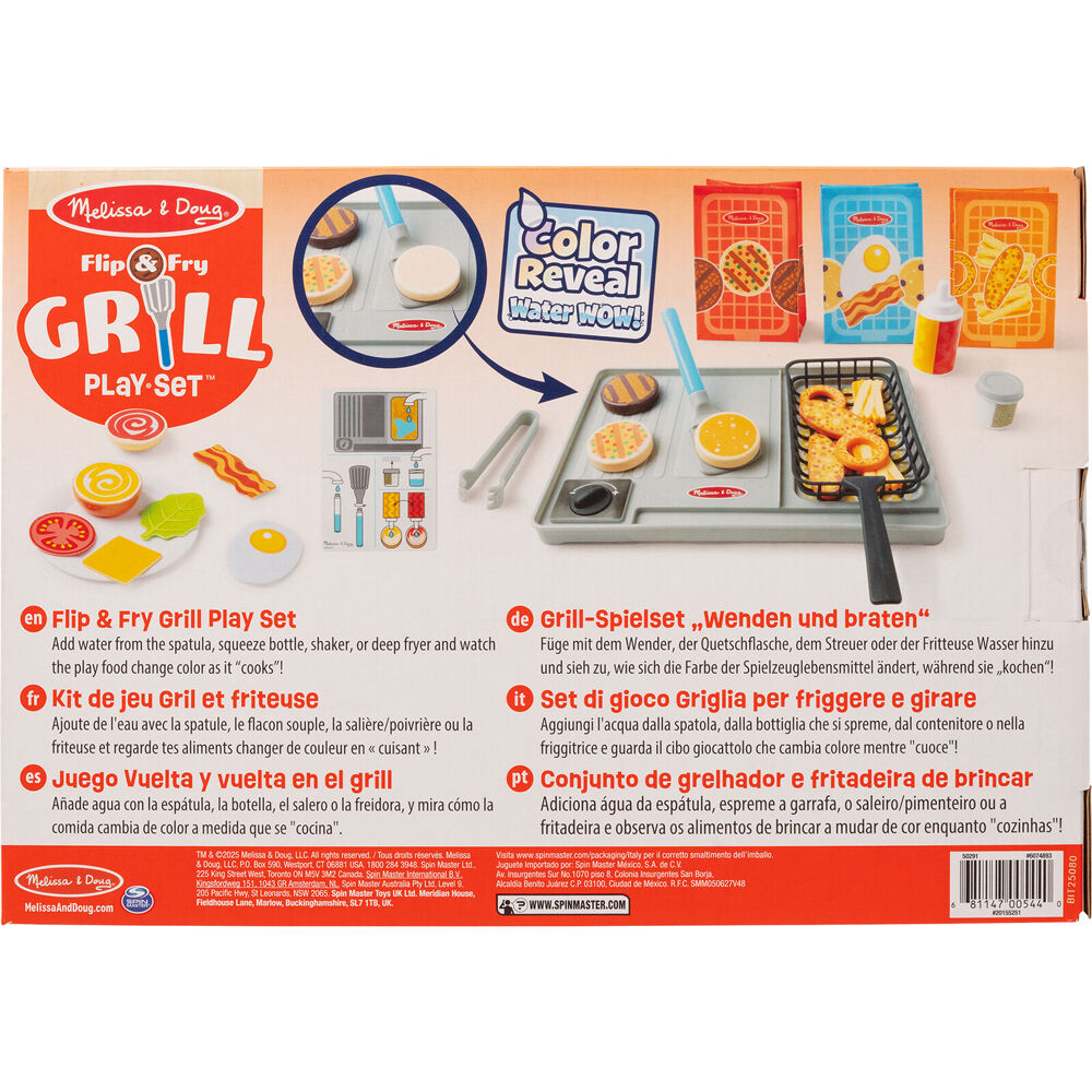 Melissa & Doug Water WOW! Grill Set Flip Fry Childrens Toy Colour Reveal 3y+