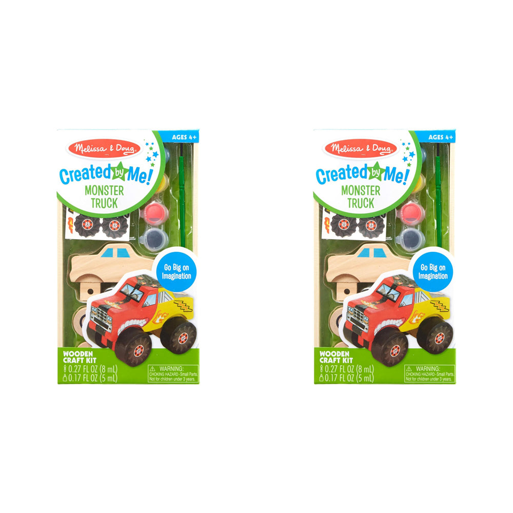 2PK Melissa & Doug Created by Me! Wooden Monster Truck Kids/Childrens Toy 4+
