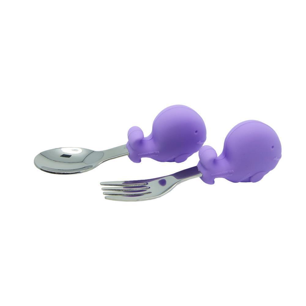 4pc Marcus & Marcus Willo Whale Palm Grasp Cutlery Set 18m+ Lilac