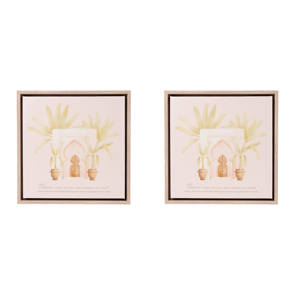 2PK Splosh Modern Oasis Home Framed Canvas w/ Hook 34x34cm