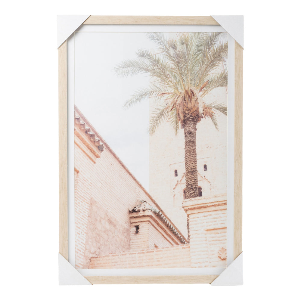 2PK Splosh Modern Oasis Palm Glass Framed Print w/ Hook 40x60cm