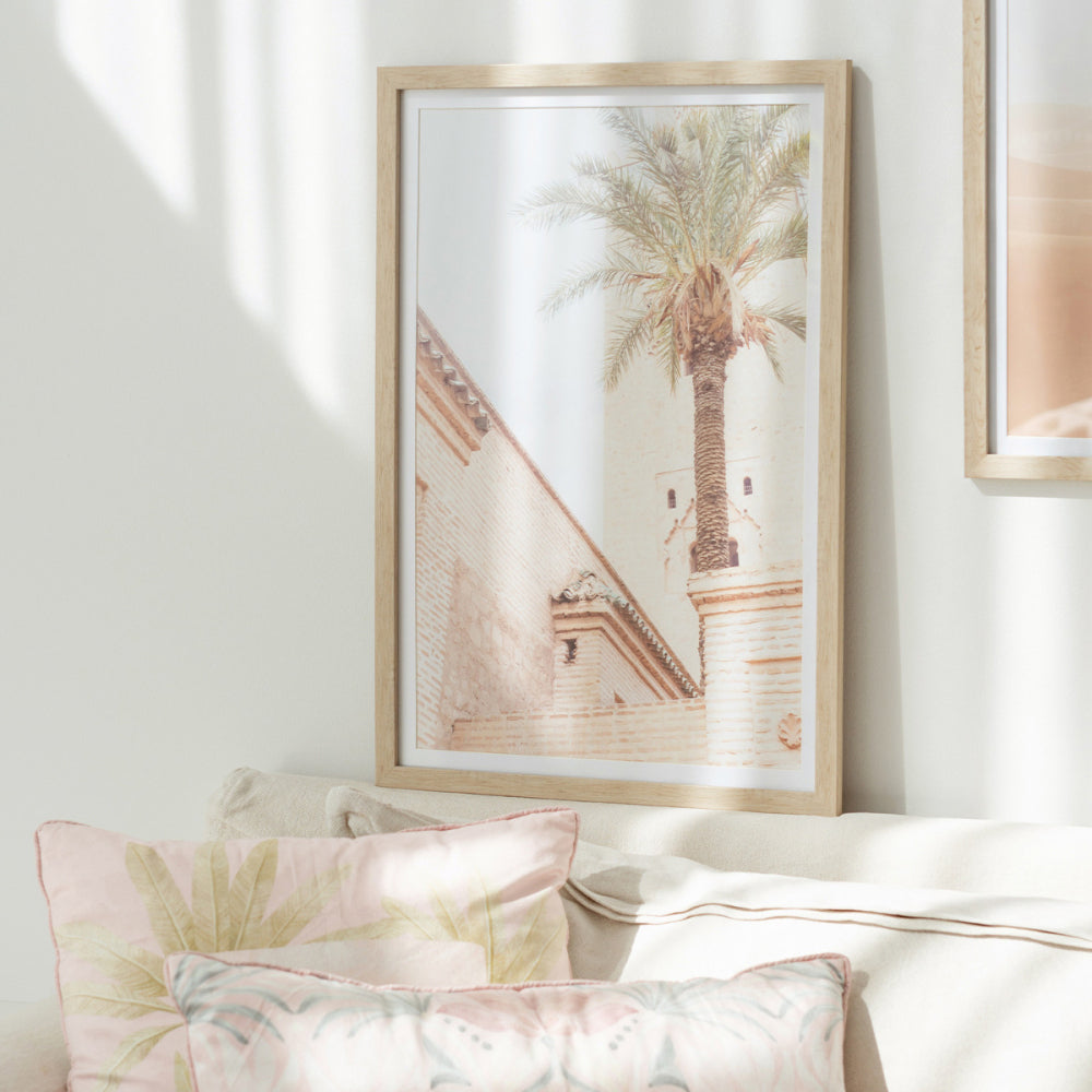 2PK Splosh Modern Oasis Palm Glass Framed Print w/ Hook 40x60cm