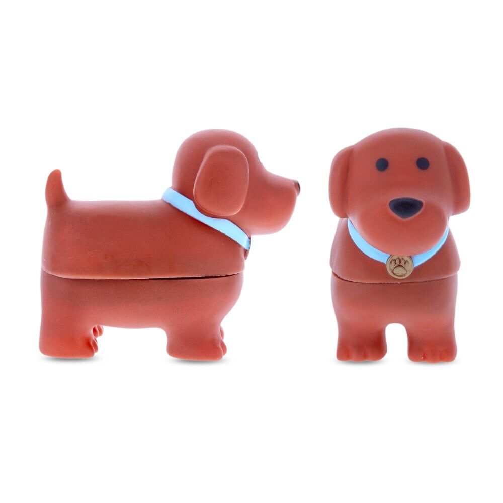 2PK Mad Pets Dog Shaped Slicker Grooming Fur Brush and Stand Brown