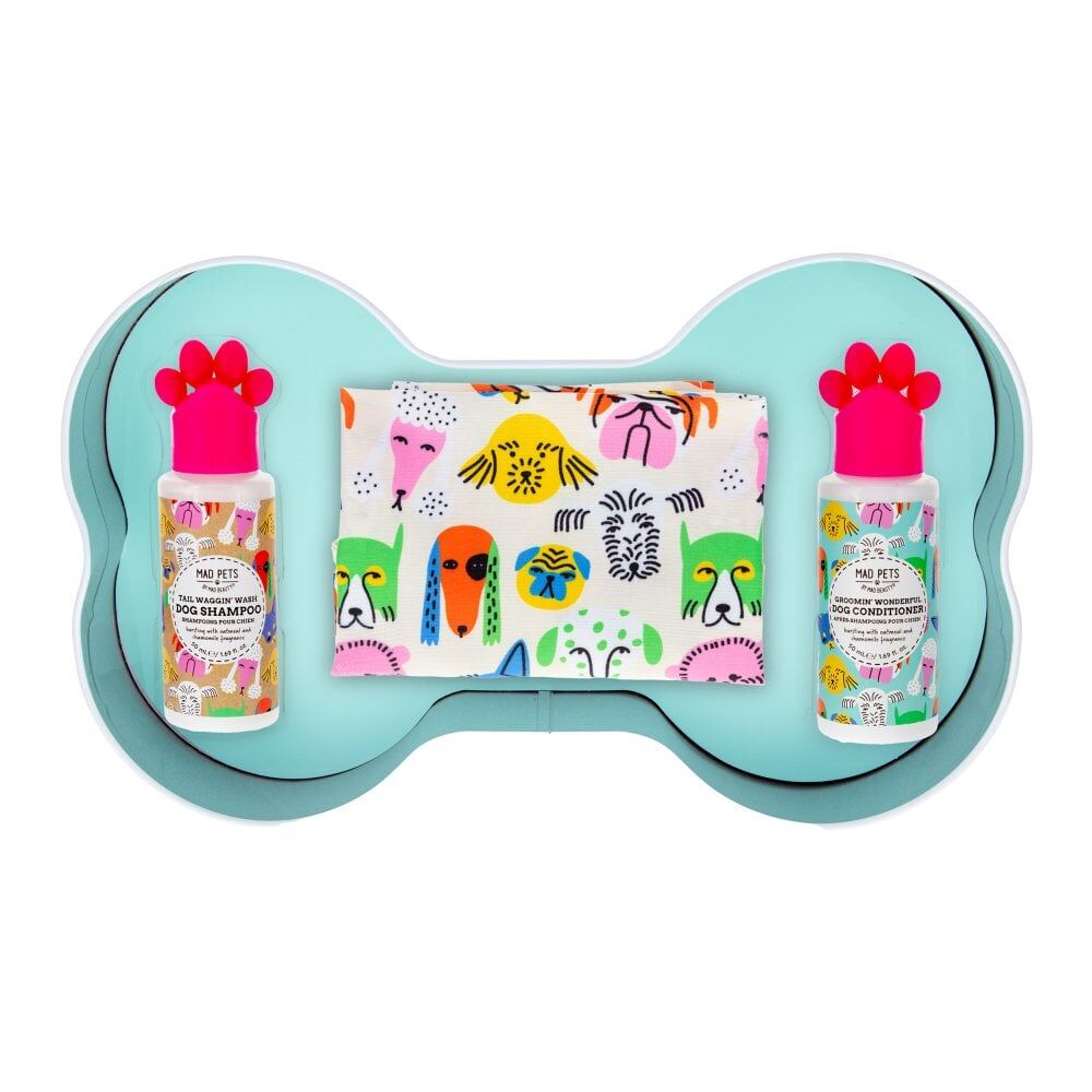 Mad Pets Dog Grooming Gift Set Bone Tin 100ml Oatmeal & Chamomile