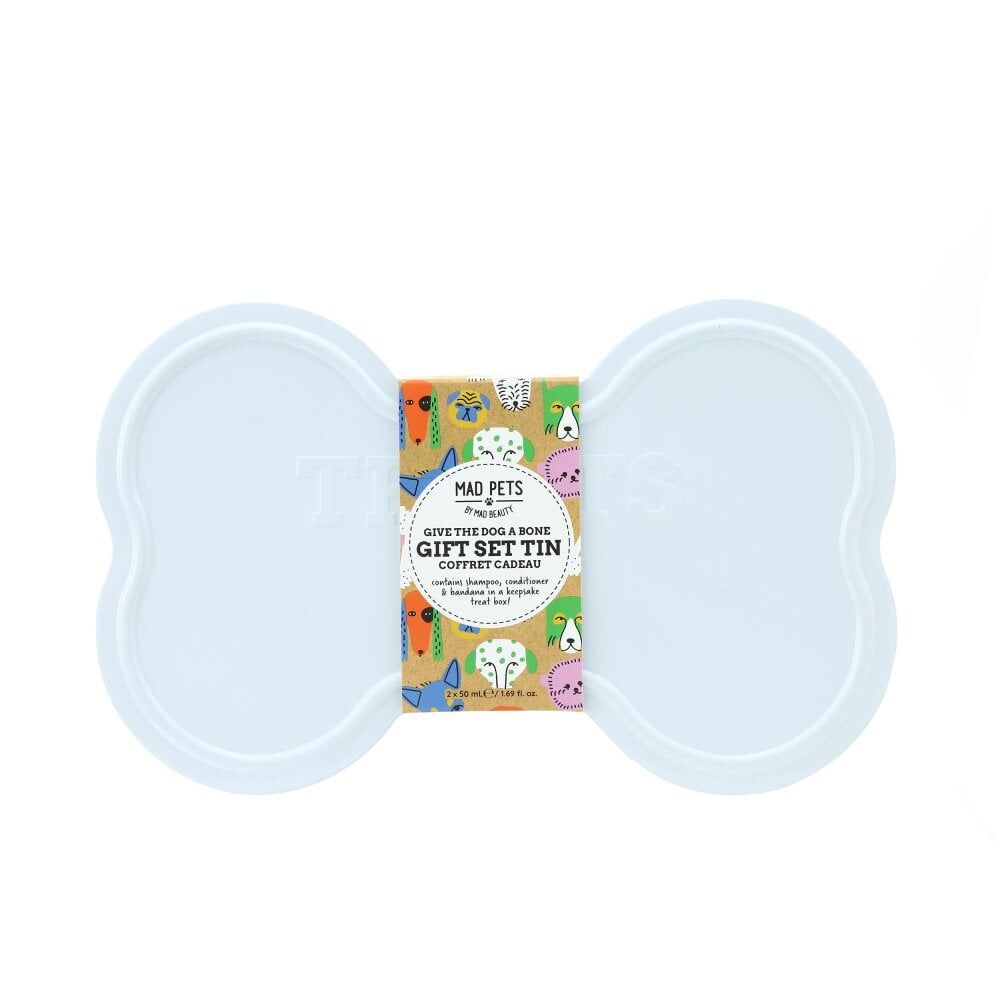 2PK Mad Pets Dog Grooming Gift Set Bone Tin 100ml Oatmeal & Chamomile