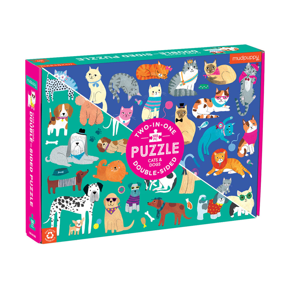 100pc Mudpuppy Double-Sided Puzzle Cats & Dogs 55x42cm 6+