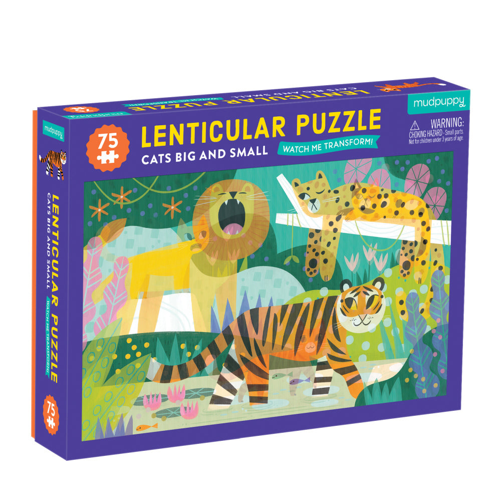 75pc Mudpuppy Lenticular Kids Jigsaw Puzzle 45x26cm Cats 5+