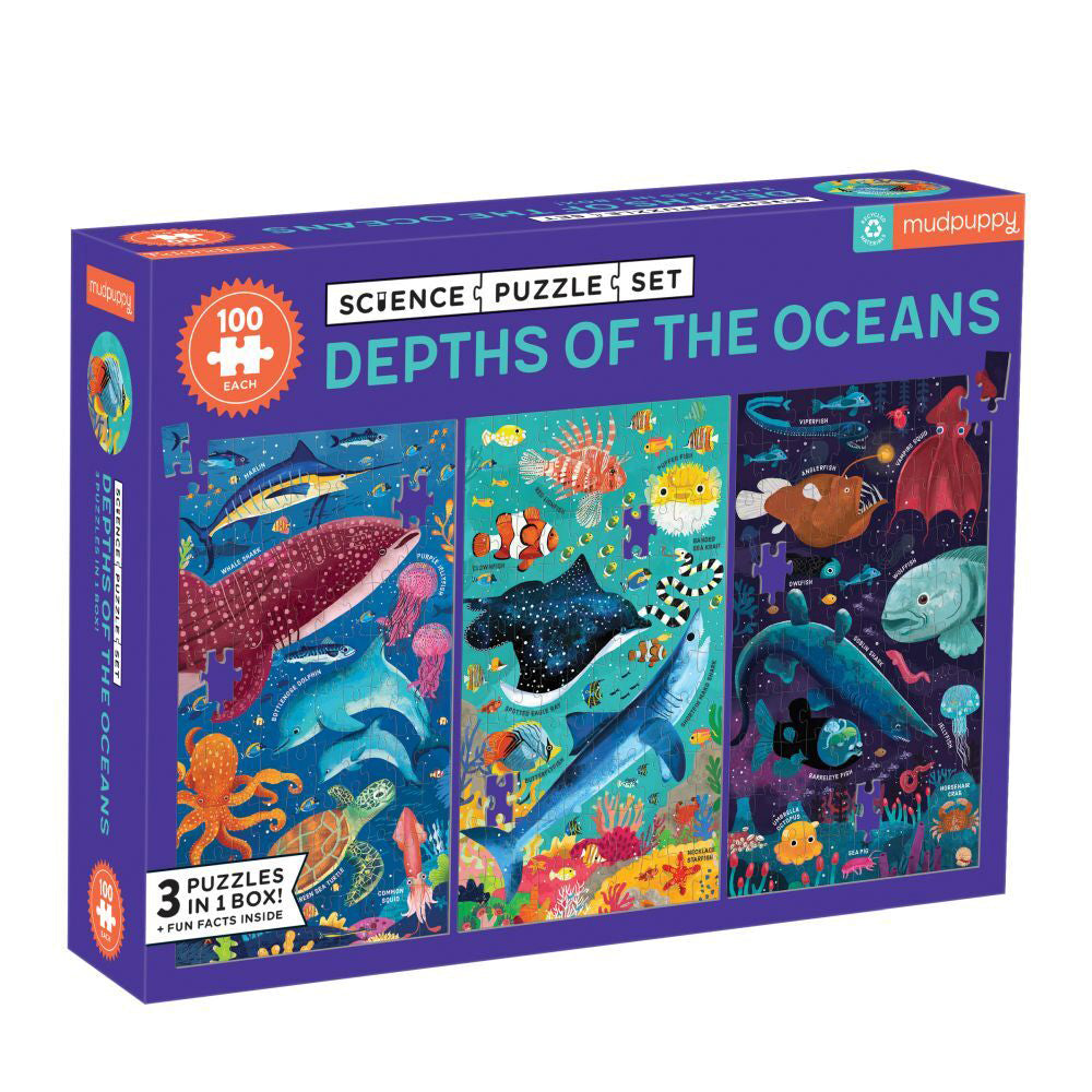 100pc Mudpuppy Jigsaw Puzzle x 3 Ocean Life Kids Game 3y+