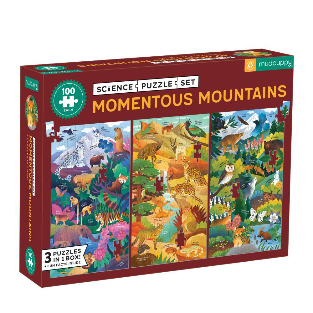 100pc Mudpuppy Jigsaw Puzzle x 3 Momentous Mountains Kids Game 3y+