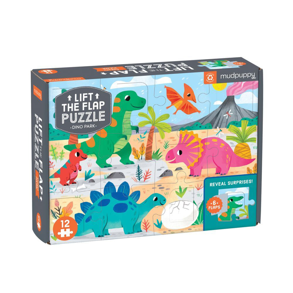 12pc Mudpuppy Lift The Flap Kids Jigsaw Puzzle 45.75x35cm Dinosaur 2+