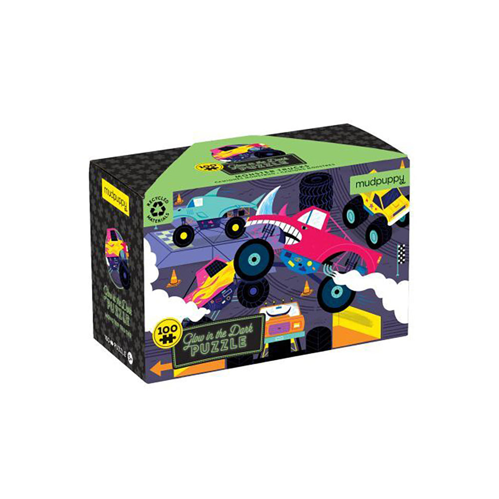100pc Mudpuppy Glow Jigsaw Puzzle Monster Trucks 5+