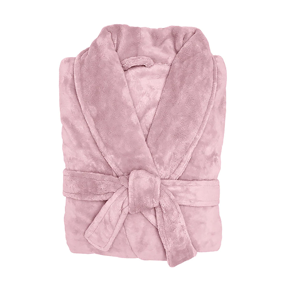 Bambury Womens Microplush Comfy Bath Robe Dressing Gown Size M/L Blush