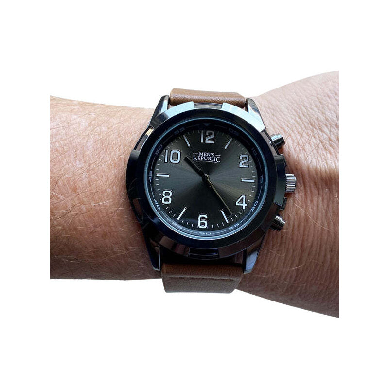 Men's Republic Watch set with 4 Bracelets Black/Brown