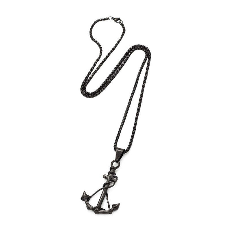 Men's Republic Nautical Anchor Necklace Gun Metal Grey