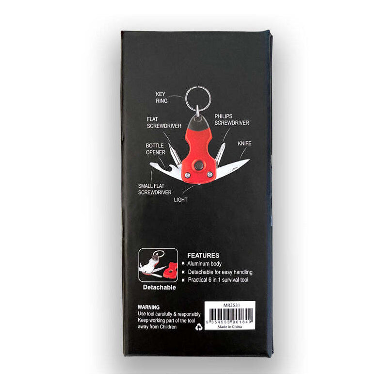 Men's Republic Key Ring Multi Tool DIY Home Gift Set Red