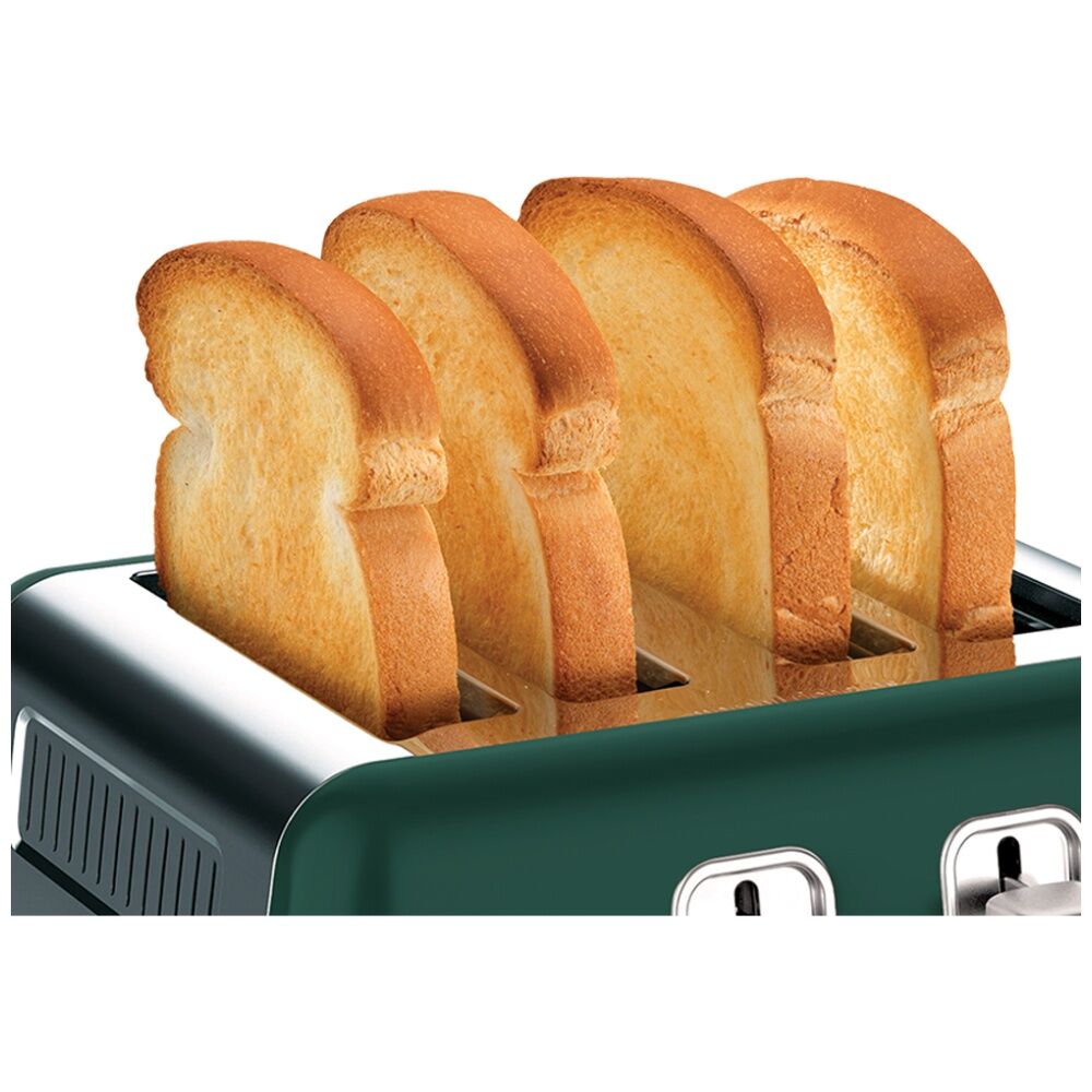 Morphy Richards Ascend Chrome Toaster 2000W 4 Slice Defrost - Racing Green
