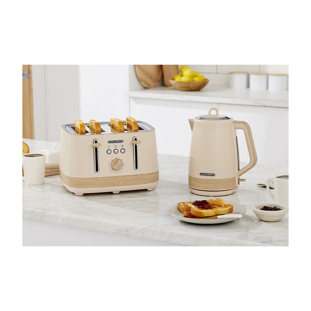 Morphy Richards Essence Scandi Jug Kettle and 4 Slice Toaster Set Tapioca