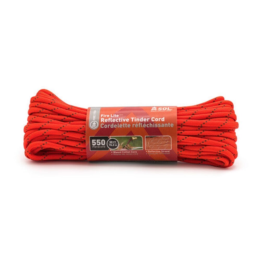 4PK SOL Tinder Cord 550 Grade High Visibility Fire Starter Paracord 50ft
