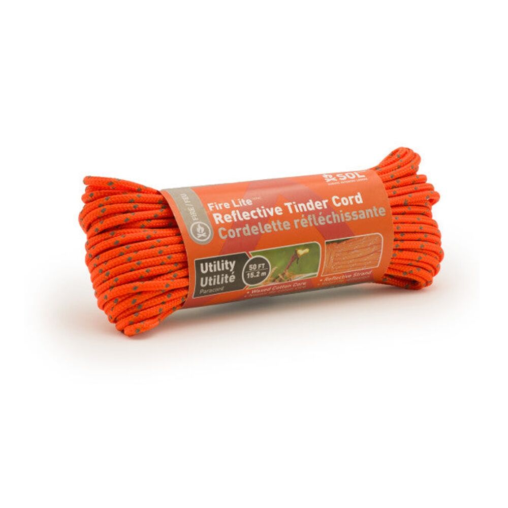 4PK SOL Tinder Cord Fire Starter Utility Paracord 50 Ft High Visibility