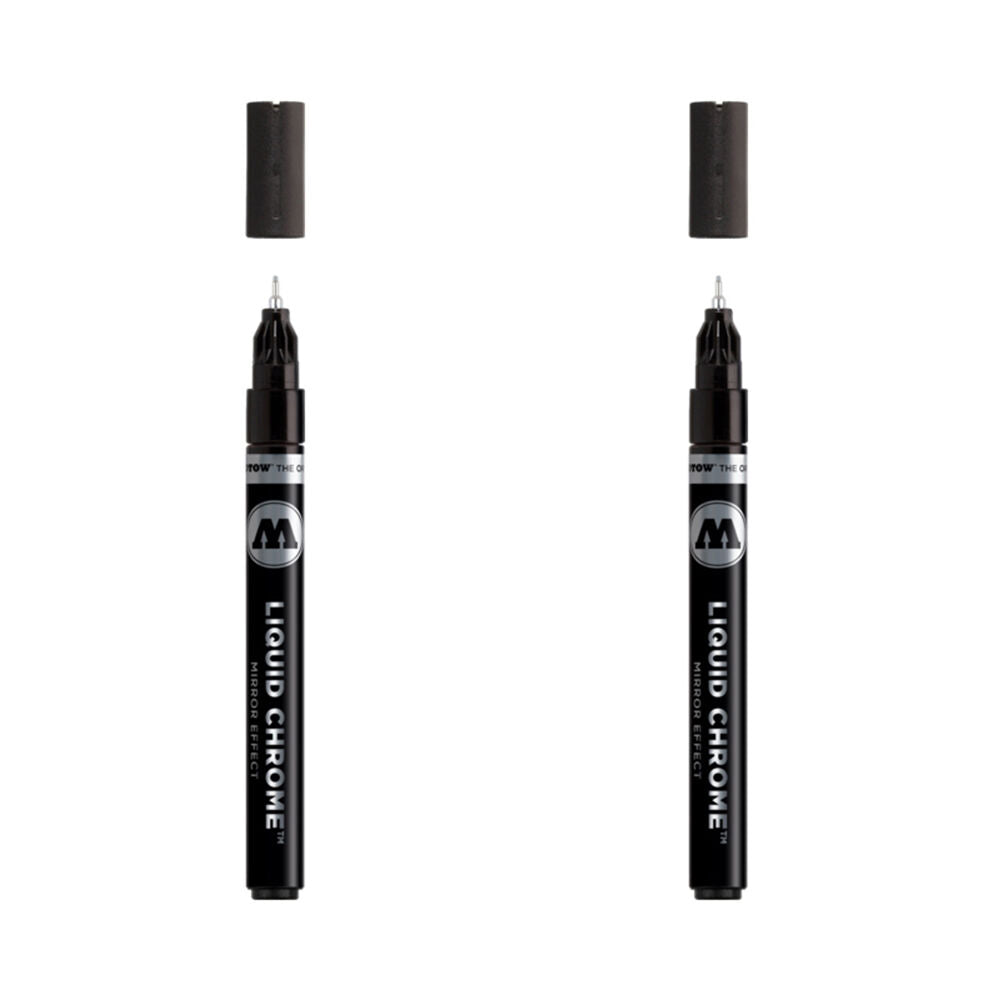 2PK Molotow High Gloss Mirrored Effect Liquid Chrome Marker Art Pen 1mm