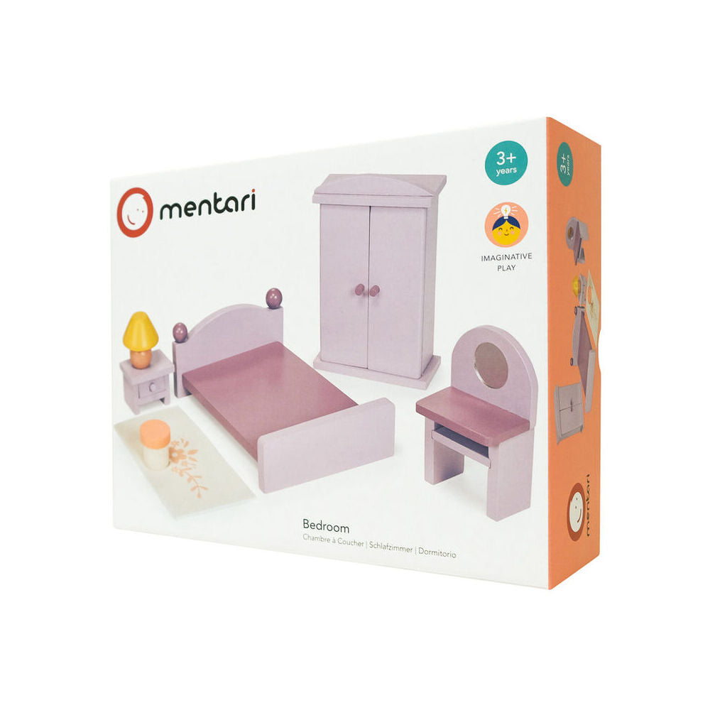 Mentari 1:12 Wooden Bedroom Doll House Furniture Set Kids Toy 3y+