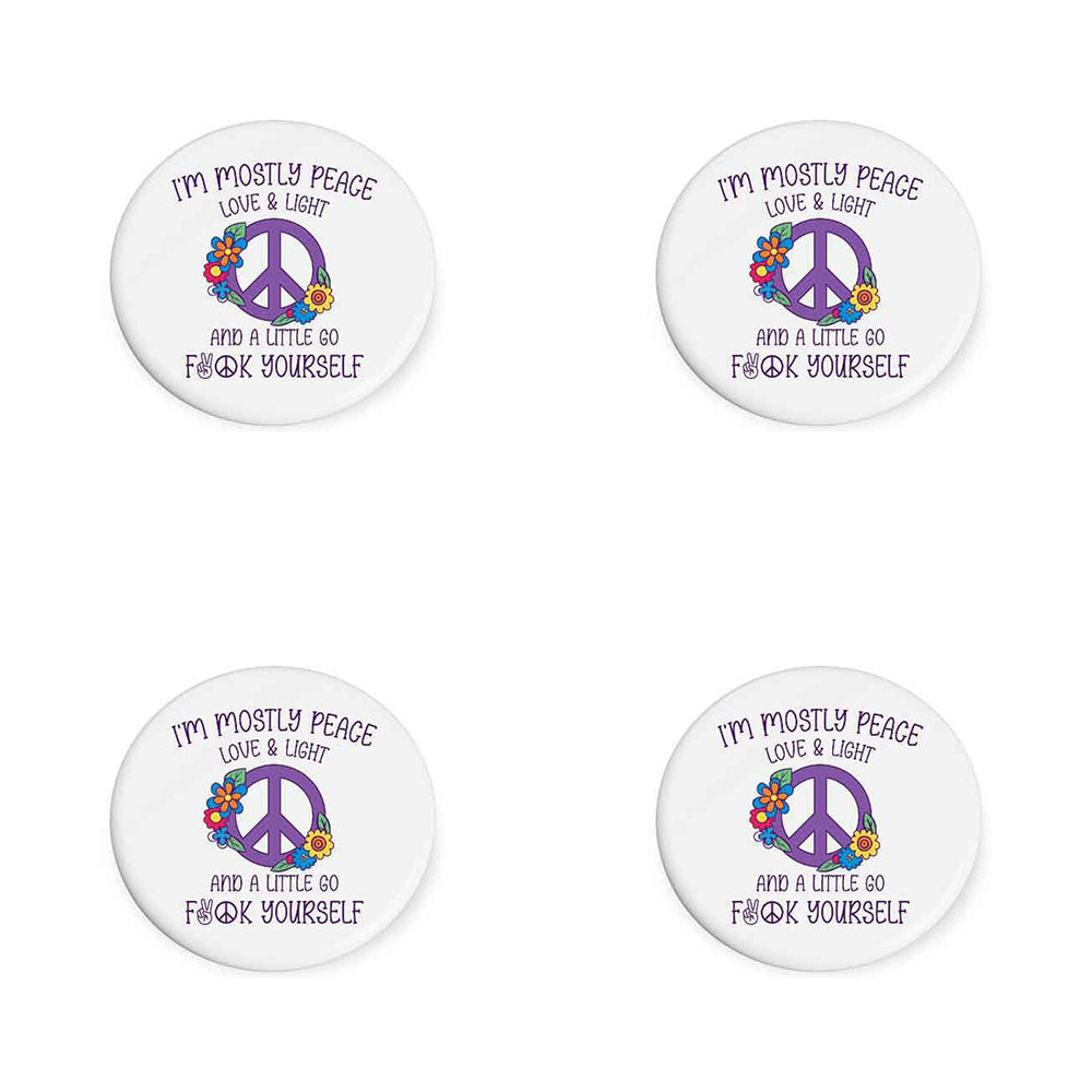 4PK I'm Mostly Peace Beautiful on the Inside Ceramic Coaster Round 10cm