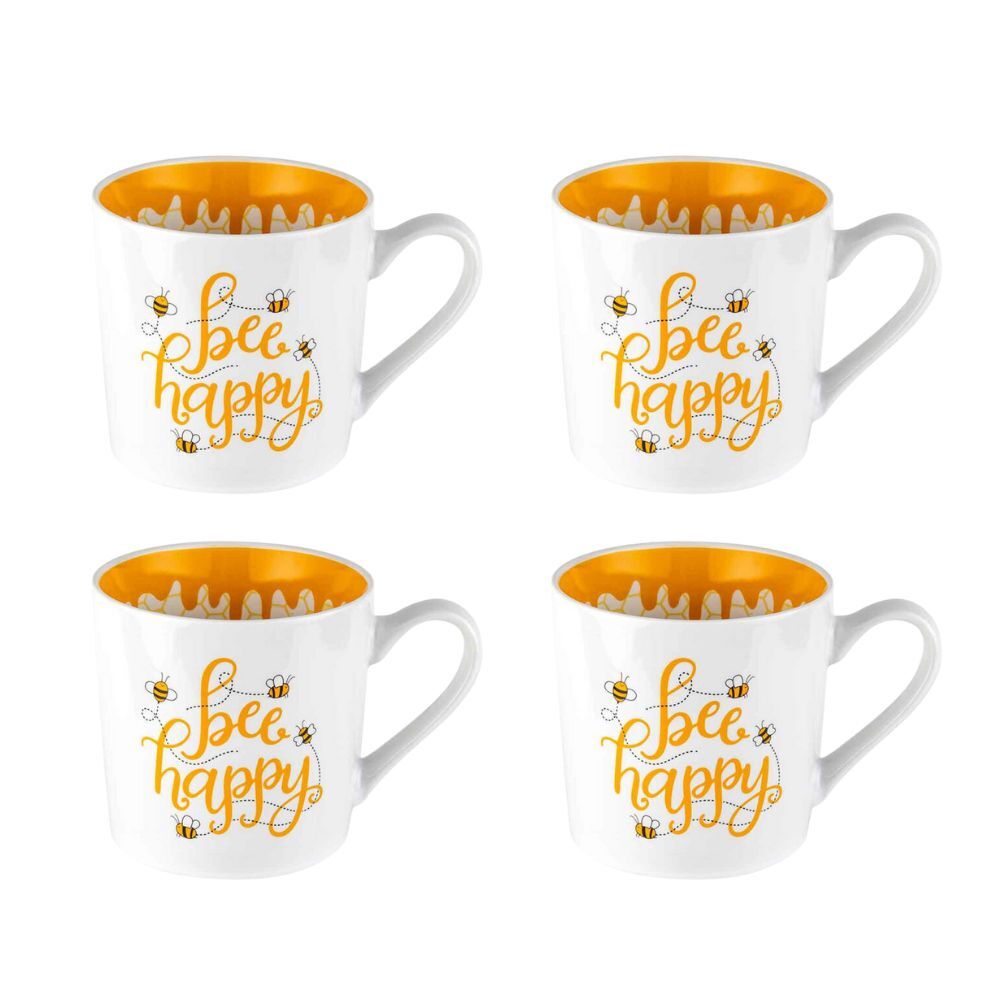 4PK LMD New Bone China Bee Happy - Beautiful On The Inside Mug 400ml