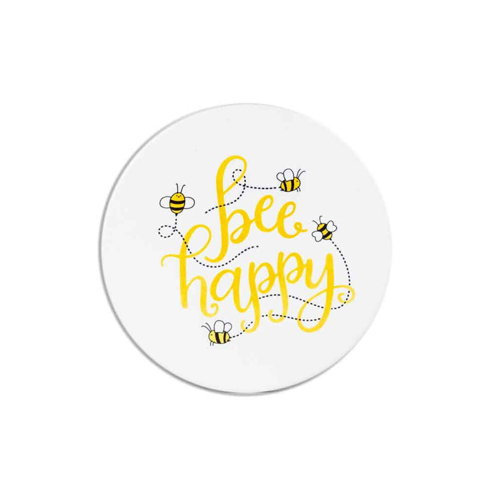 4PK LMD Ceramic Bee Happy - Beautiful On The Inside Table Coaster 10cm