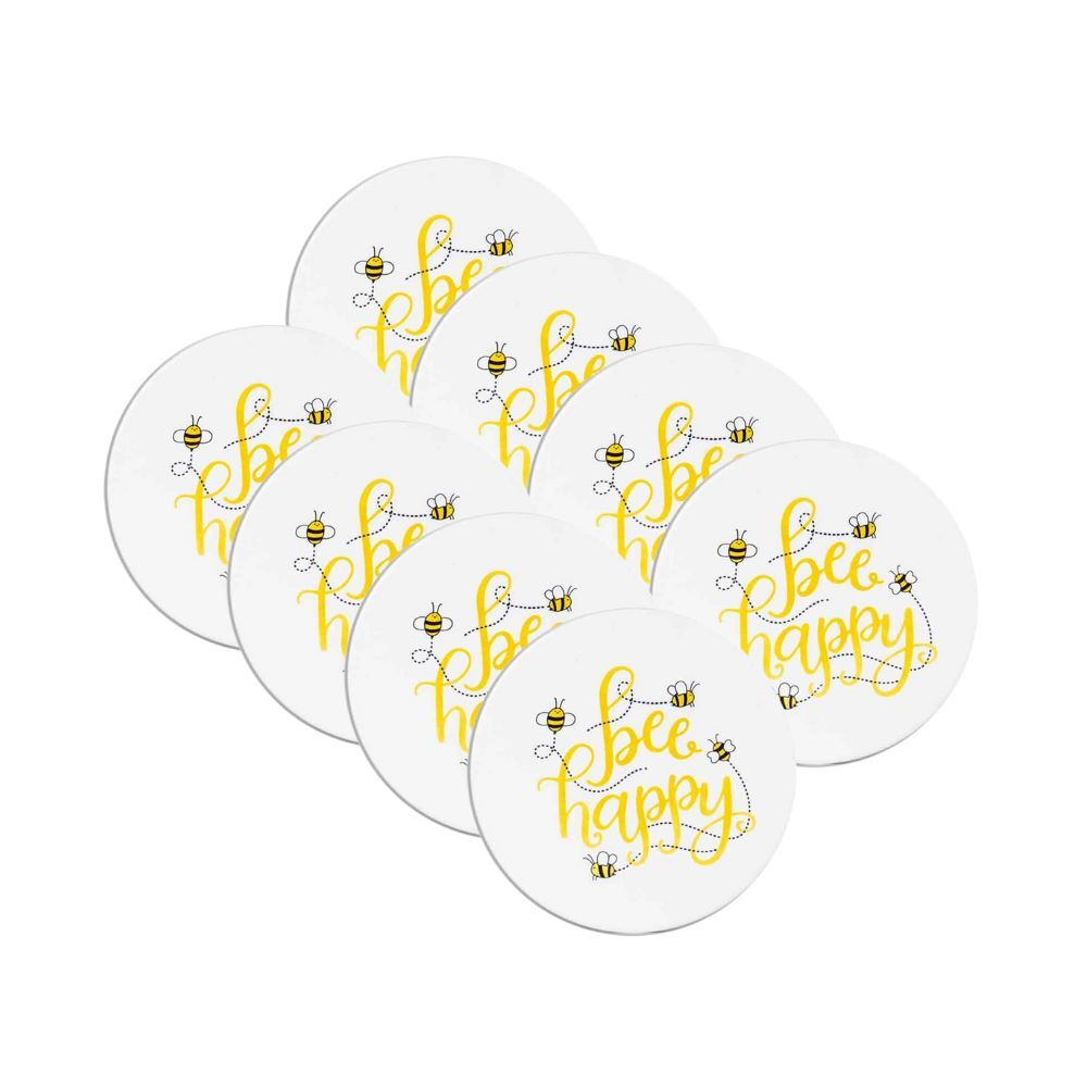 8PK LMD Ceramic Bee Happy - Beautiful On The Inside Table Coaster 10cm
