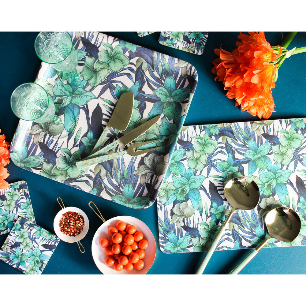 3PK 4pc LVD MDF/Cork Med Placemat 34x26.5cm - Tropical Orchid