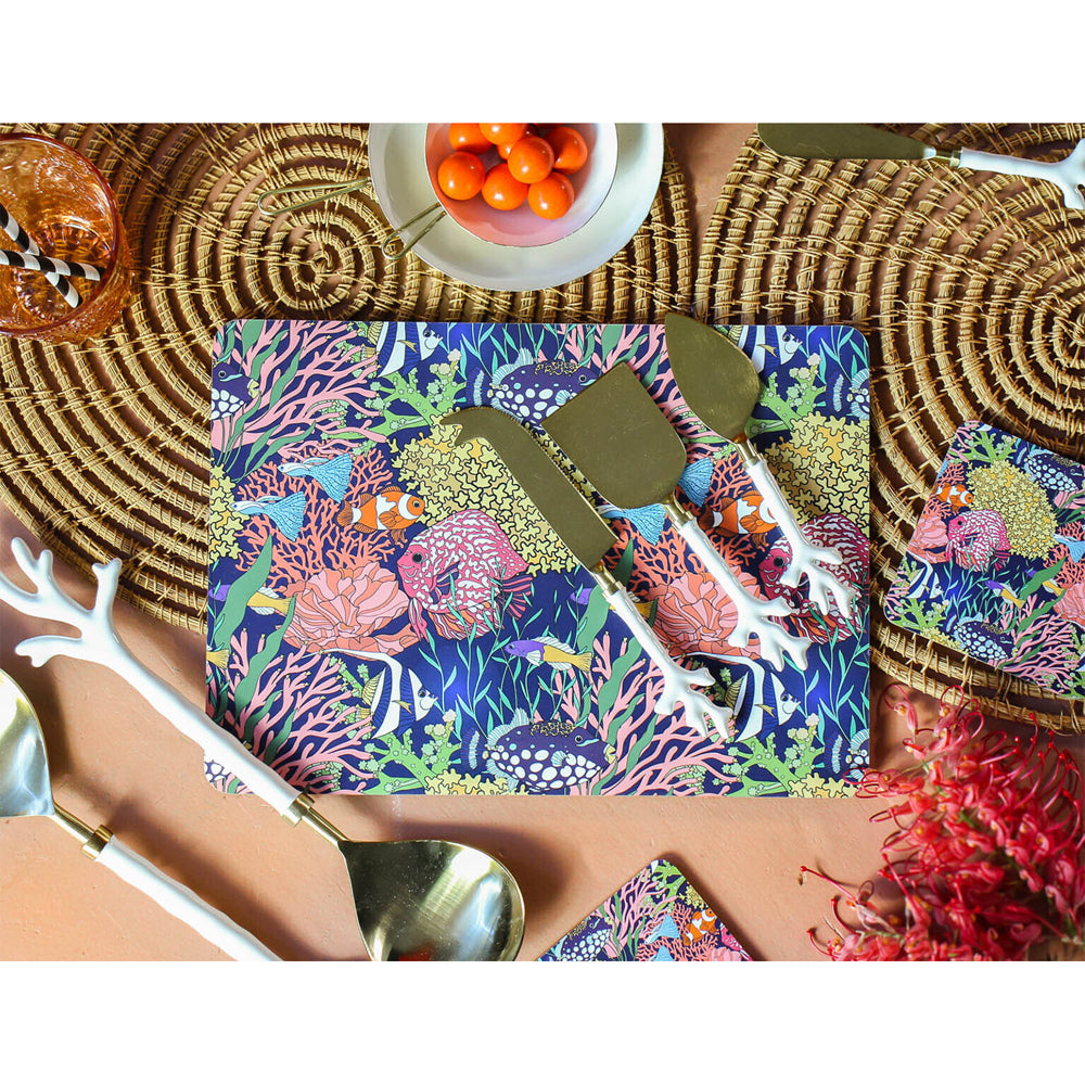 3PK 4pc LVD MDF/Cork Placemat Table Protector 30x21.5cm - Reef