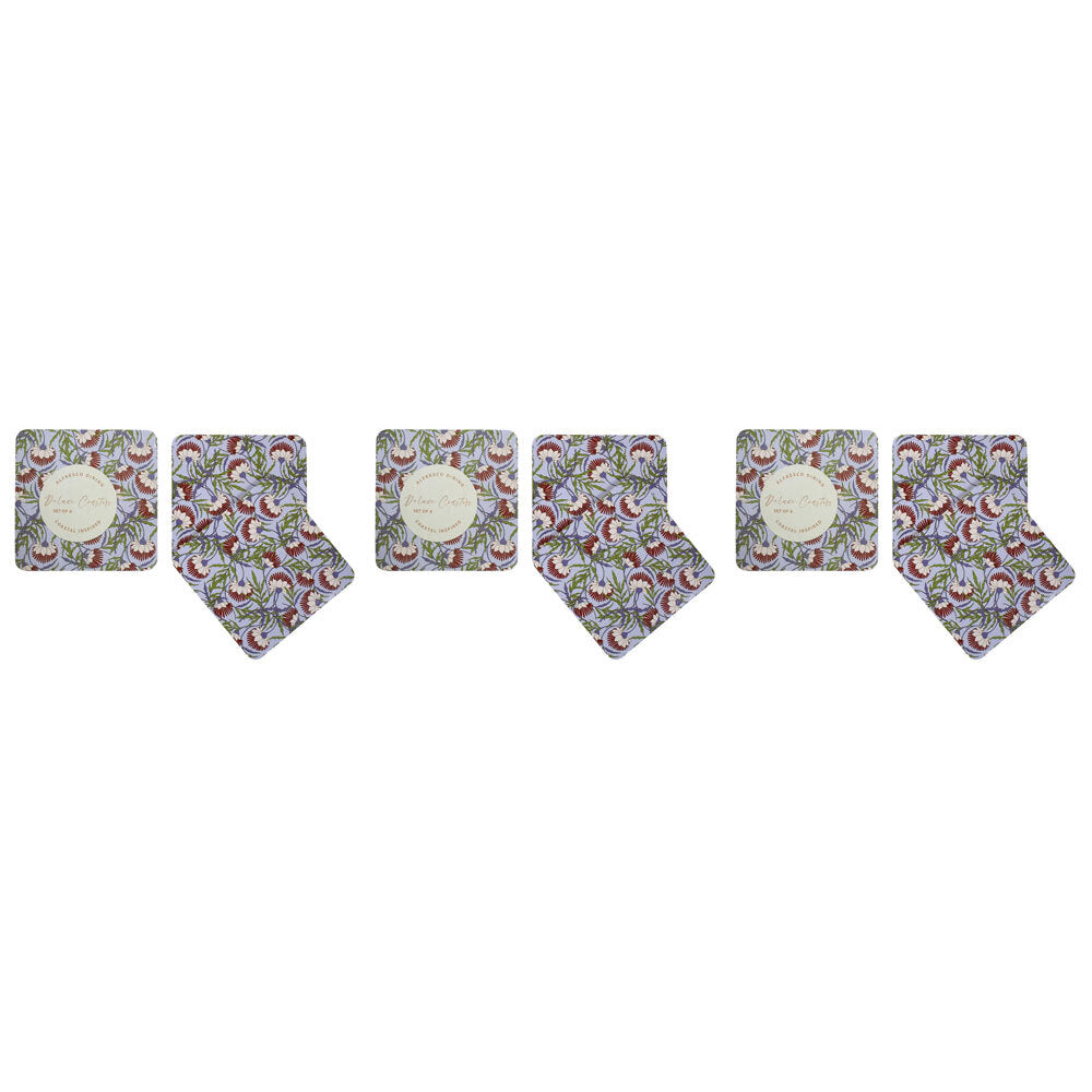 3PK 4pc LVD MDF/Cork Drink Coaster Kitchen Decor 10cm - Rococo