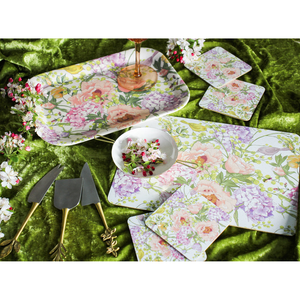 3PK 4pc LVD MDF/Cork Placemat Spring Floral Dining Table Mat 30x21.5cm