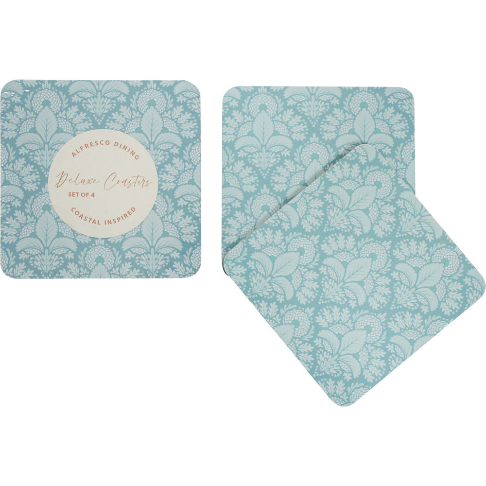 3x 4pc LVD MDF/Cork Damask Coasters 10x10cm - Sky Blue