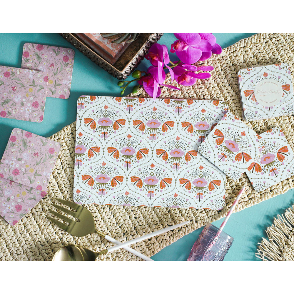 3x 4pc LVD MDF/Cork Coasters Drink Mat/Pad 10x10cm - Botanical