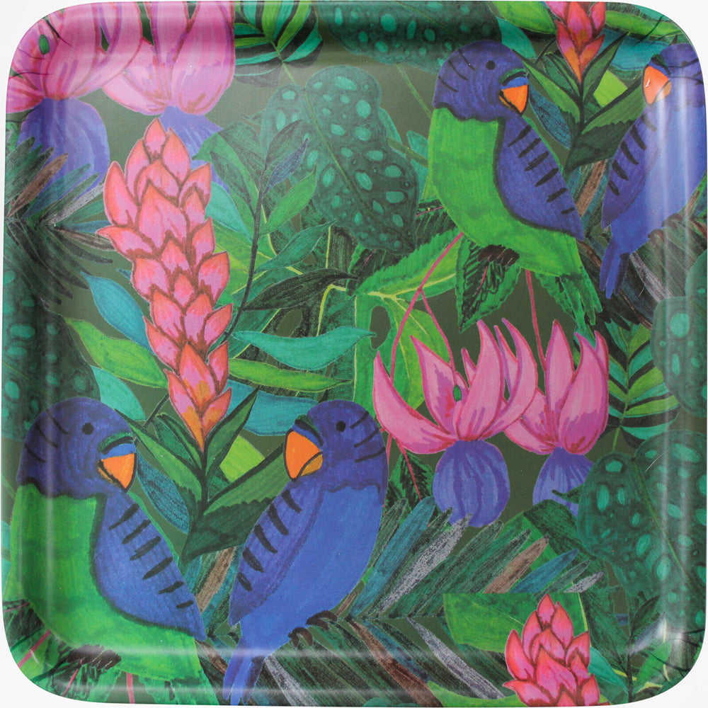 4PK LVD Melamine/Bamboo Serving Tray Amazon Parrot Kitchen Decor 33cm Square