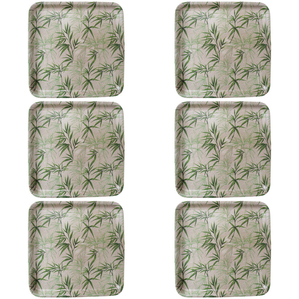 6PK LVD Melamine/Bamboo Square Serving Tray 33x33cm - Leaves