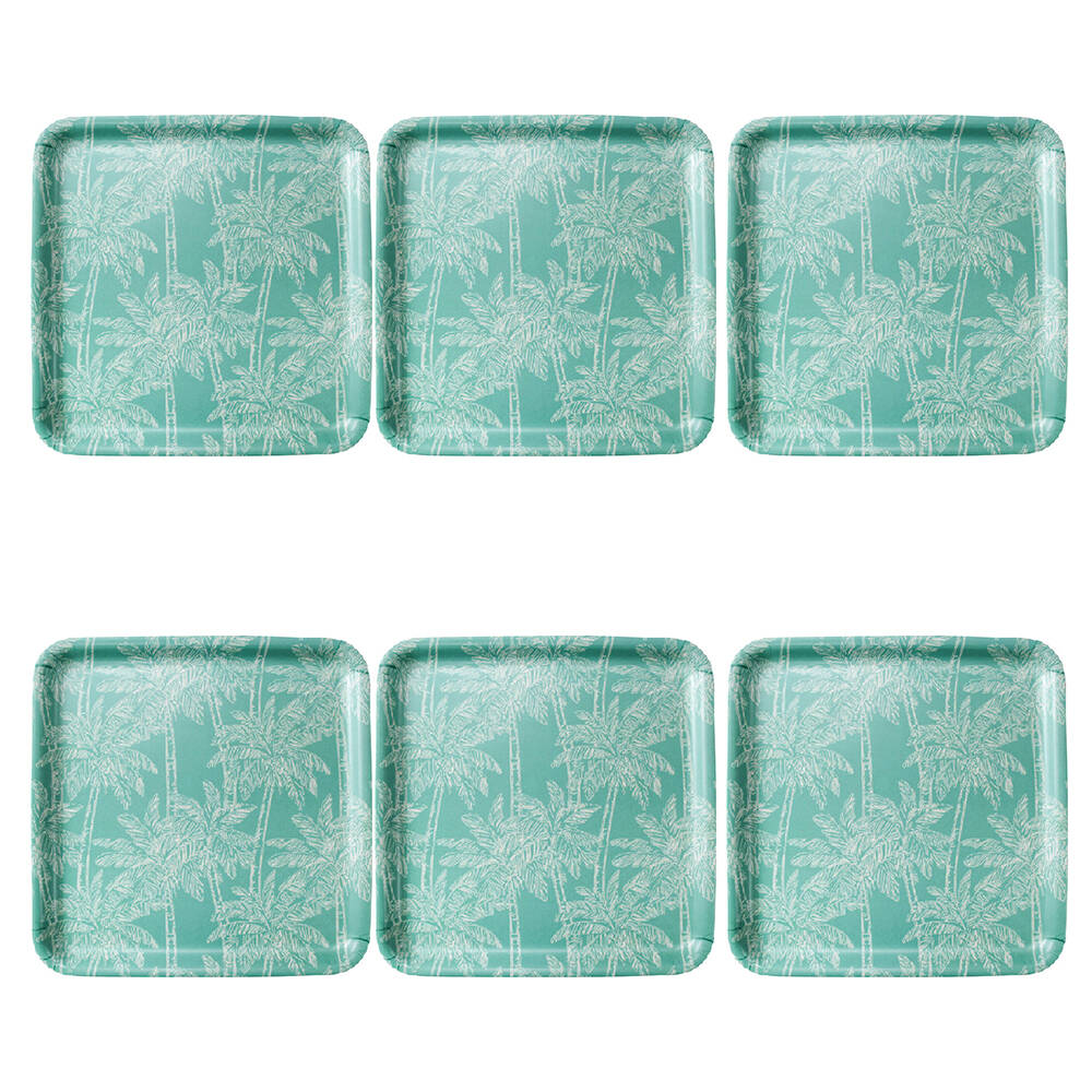 6PK LVD Bamboo/Melamine Serving Tray 33x33cm - Square Palm