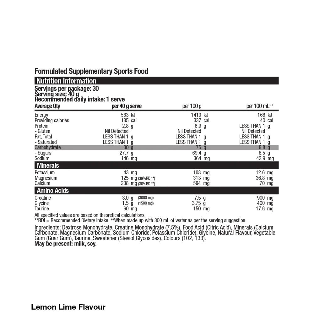 BSc Myocytin Creatine & Carbohydrate Powder 30 Serves 1.2kg Lemon Lime