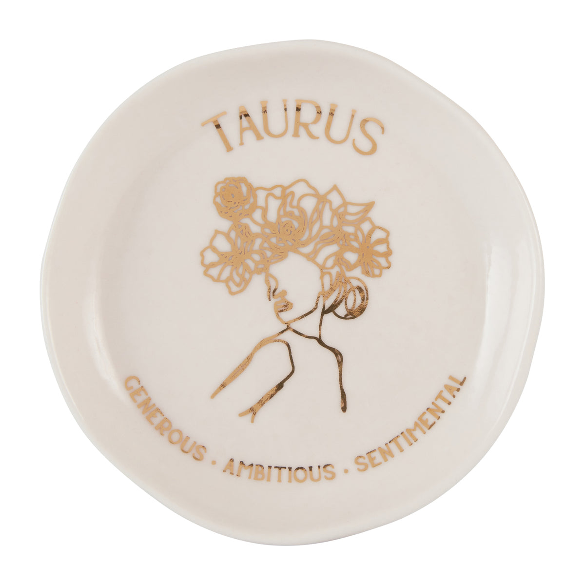 2PK Splosh Mystique Trinket Dish Taurus Round White 10cm
