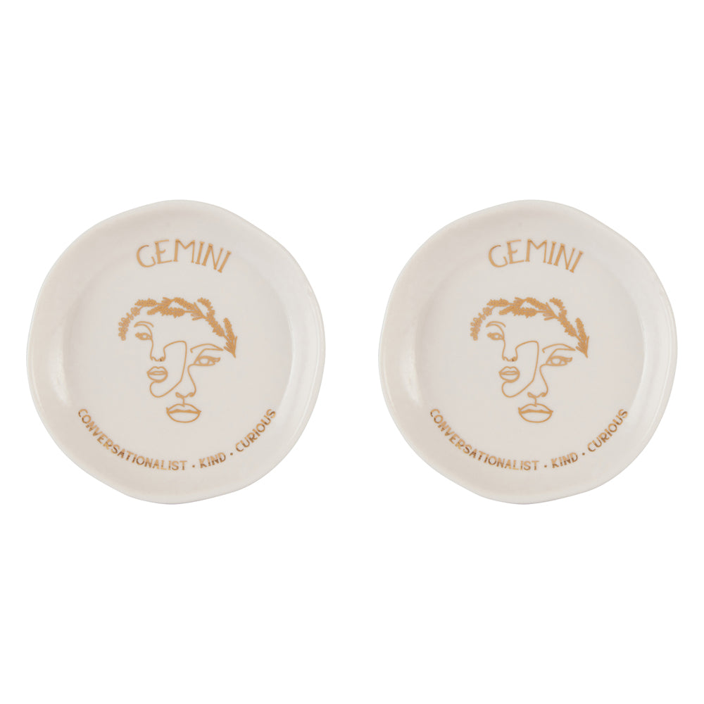 2PK Splosh Mystique Trinket Dish Gemini Round White 10cm