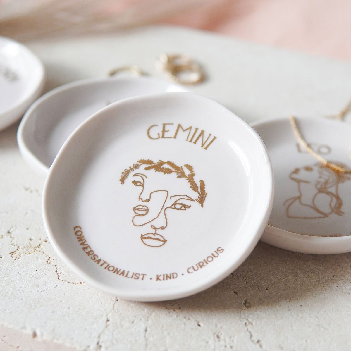 2PK Splosh Mystique Trinket Dish Gemini Round White 10cm